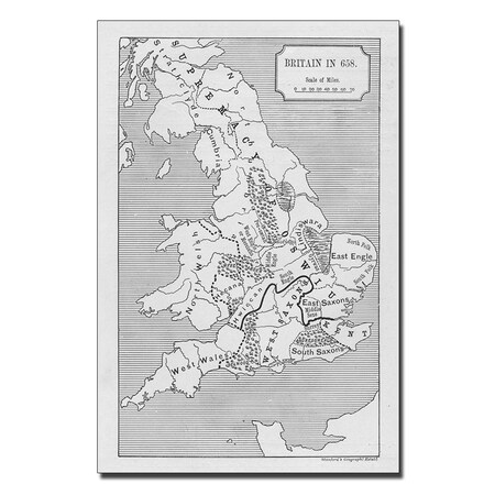 Trademark Fine Art 'Map of Britain in 658' Canvas Art, 16x24 BL00582-C1624GG